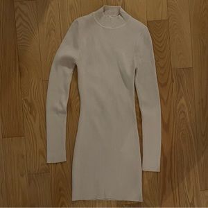 Cream low back knit dress , latest scoop